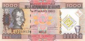 1000 Francs Guinéens Gedenkausgabe 2010